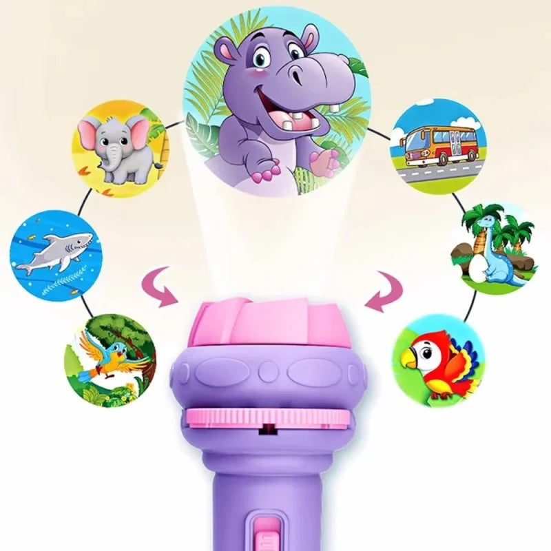 10Pcs Cartoon Projector Flashlight Cards, Creative Kids Flashlight Toy Projector for Children, Bedtime Story Toy for Babies
