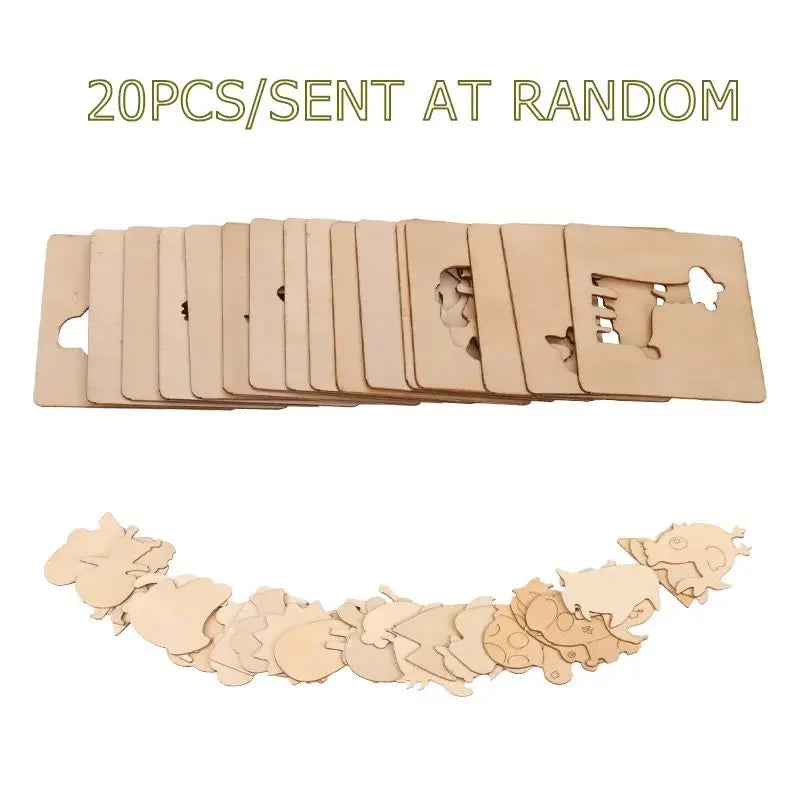 20pcs Montessori Kids Drawing Toys Wooden DIY Painting Stencils Template Craft Toys Puzzle Educational Toys for kids Gifts